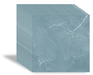 PVC Bodenbelag,Bodenaufkleber Selbstklebend Wasserfest Marmoroptik Bodenfliesen 30×30cm Vinylboden 11 Stück Abdeckung 1m² für Schlafzimmer Küche Wohnzimmer (Blau)