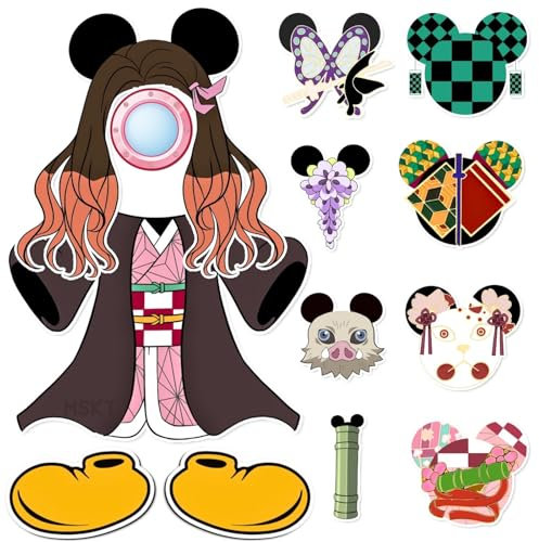 13Pcs Cruise Door Magnets, Cute Mouse Demon Anime Theme Characters Large Fridge Magnets Car Stickers Waterproof Reusable Suitable for Graduation Gifts Carnival Cruise Cabin Party