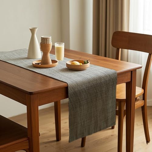 IHCEMIH Tischläufer Frühling, Läufer Tisch Modern 180 x 30 cm Vinyl Tischdeko Abwaschbar PVC Tischdecke Table Runner Esstisch Dekoration für Party Küche Urlaub Khaki