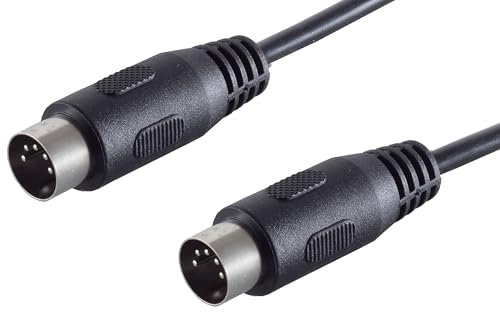 1aTTack.de 1 fiche DIN 5 broches de 1,5 m - Fiche DIN 5 broches - Câble audio de qualité supérieure - Connecteurs moulés - Contacts nickelés - Parfait pour les instruments de musique HiFi - Équipement