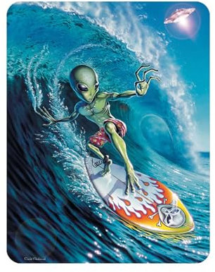 3D LiveLife Magnet - Alien Surfer from Deluxebase. Lenticular 3D Fantasy Fridge Decor. Magnetic picture for kids and adults with artwork licensed from renowned artist, David Penfound