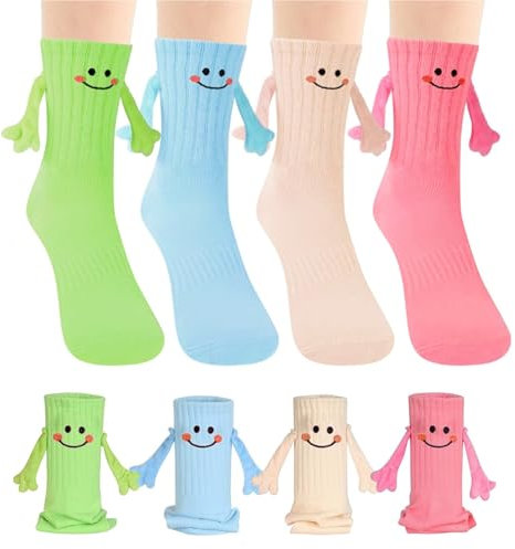 CHENGCKJ Magnetische Socken mit Händen 4 Paar Hand in Hand Sock 42-46 Magnetic Socks Farbe Lustige Paar Halten Hände Socke Personalisierte Geschenke für Paar beste Freunde