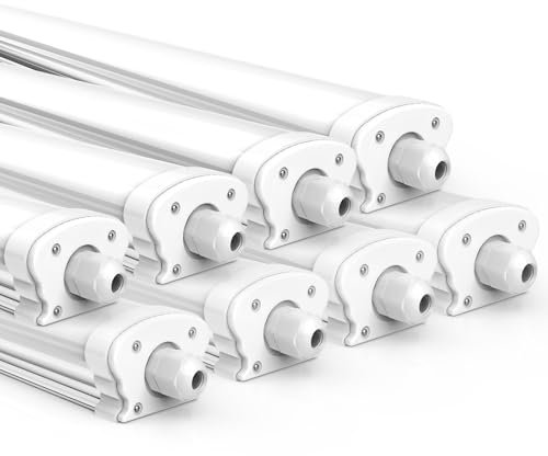 JESLED - 8er Set LED Feuchtraumleuchte 120cm IP65-30W 5200 Lumen - 4000K Neutralweiß - Verknüpfbar - Kellerleuchte, Nassraumleuchte - Feuchtraum Wannenleuchte