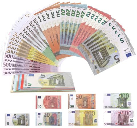 210 Blätter Spielgeld Kaufmannsladen Spielen Deko 7 Verschiedene Werte-5/10/20/50/100/200/500 (je 30 Stück) für Lehrrequisiten, Filmrequisiten, Zauberei, Spielzwecke Party (210 Fotos)