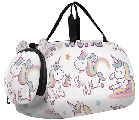 Sac de sport pour enfants avec compartiment à chaussures - Multifonctionnel - Motif licornes - Pour la plage, la natation, la piscine