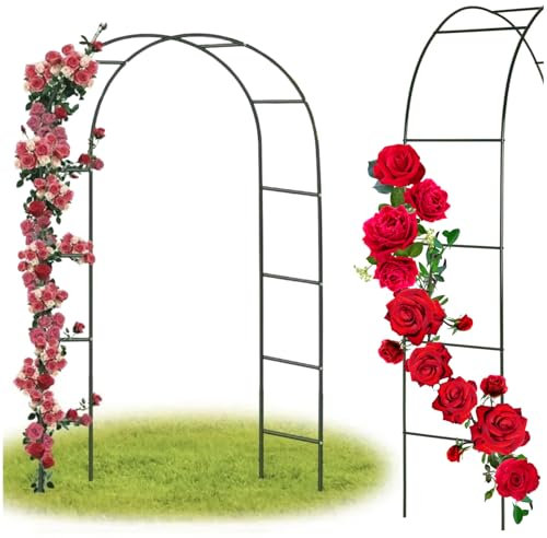 ZOLTA Metall Pergola Garten Bogen 240x140 cm – Rankhilfe für Rosen & Kletterpflanzen – wetterfest, pulverbeschichtet, mit Bodenankern – für Balkon, Terrasse, Garten