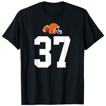 Americano Fútbol Casco Estilo Vintage Número 37 Camiseta