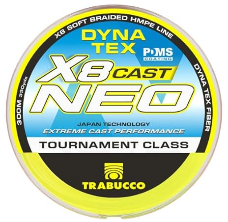 Trabucco DYNA-TEX NEO x8 CAST – Filo Trecciato 8 Capi in PE ad Alto Modulo, Alta Resistenza e Sensibilità, Anti-Abrasione, Colore Giallo Chiaro ad Alta Visibilità – 150/300 MT (Ø 0.205mm - 150 mt)