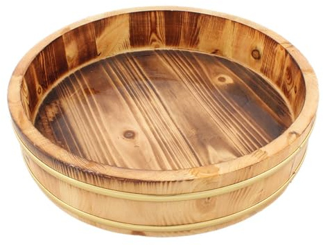 susiodeu Wooden Sushi Rice Bowl Mixing Tub Efficiently Mixes Sushi Rice with Enhanced Cooling Capability and Storage Condiment Bowl Kitchen Supply Organizer Container, Style D