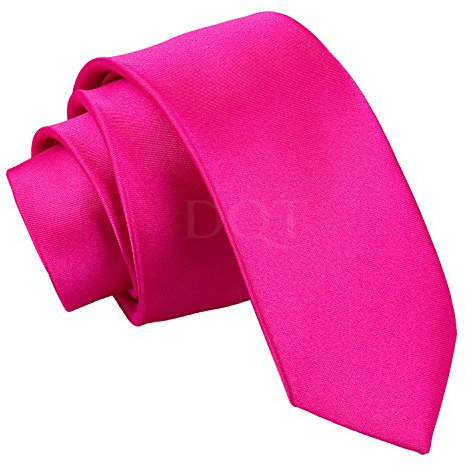 Skinny Tie Corbata fina rosa fuerte, 142 cm de largo