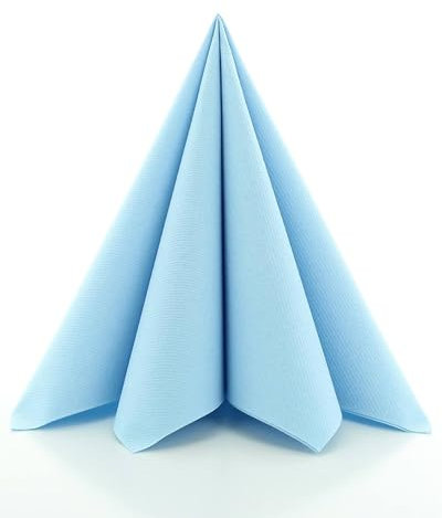 Sovie HORECA Servietten in Hellblau aus Linclass Airlaid, stoffähnliche Einwegservietten ideal für Hochzeit & Partys, 40 x 40 cm, 50 stück