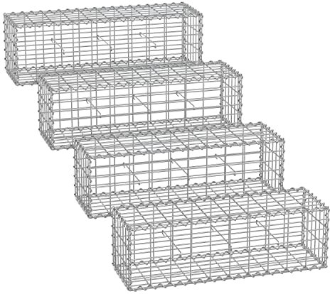 SONGMICS Gabion pour Pierre, Cage en Métal, Panier à Pierre, Maille 5 x 10 cm, Galvanisé, Mur, Paterre, Décoration de Jardin, 100 x 30 x 30 cm, Lot de 4, Argent GGB433V1
