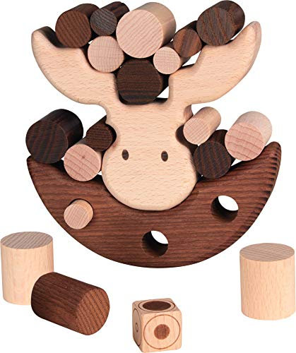 Balancierspiel Geschicklichkeitsspiel Elch aus Holz von goki Nature ökologisches Spielzeug mit Palandi® Sticker