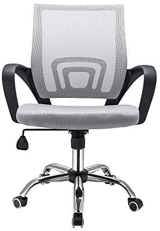 Panana Large Seat Adjustable Ergonomic Desk Chair Metal feet Swivel Office Chair Mid-Back with Lumbar Support Executive Task Chair (Grey)
