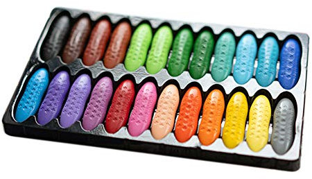 ISAKEN Toddler Wax Crayons, 24 Colours, Drawing Pen, Stackable Palm Grip Wax Crayons, Safety and Non-Toxic Colouring Pencils, Waterproof, Colourful Colouring Pencils, Toy Gifts for Children, Baby