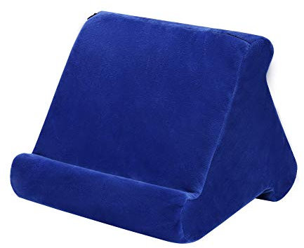 ZEUSE Tablet Pillow Holder, Foldable iPad Stand for Lap, Bed and Desk -Tablet Soft Pad Dock Compatible with iPad Pro 12.9, 10.5, 9.7 Air Mini 6 5 4 3, Kindle, E-Readers (Blue)