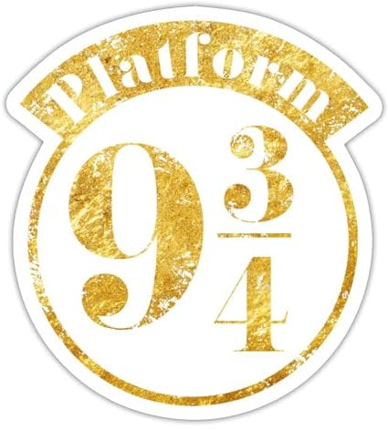 Spreadshirt Harry Potter Platform 9 3/4 Gold Sticker, 10 x 10 cm, White Matte