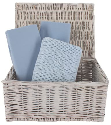 Junior Joy 62286089BL Kinderwagen-Bettwäscheset - 2 Spannbetttücher und Zelldecke (OEKO-Tex zugelassen und hergestellt in der EU), blau, 700 g