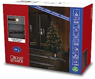 Konstsmide Micro LED Compactlights, 600 warm weiße Dioden, 30V Außentrafo (IP44), 6W, schwarzes Kabel - 3868-100