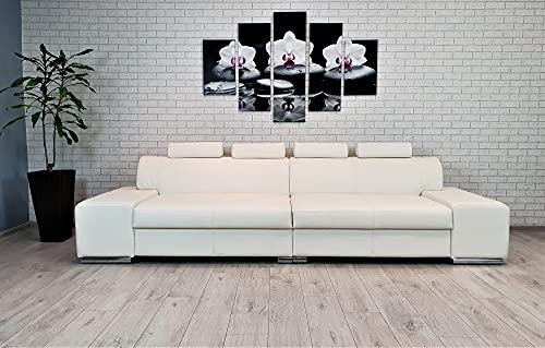 Quattro Meble Weißes Echtleder 4 Sitzer Sofa London 4z mit Kopfstützen Ledersofa Echt Leder Toledo Couch große Farbauswahl !!!