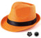 LADYBRO Sommer Stroh Trilby Hut ‌für Herren 1920er Kurze Krempe Fedora Hut, 58cm, Orange