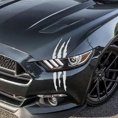2 Stück Monster Klaue Auto Sticker Augenbrauen Scheinwerfer Aufkleber Wasserfeste Vinyl Autoaufkleber Dekoration ästhetischer Sticker(Weiß)