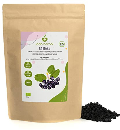 IDDA Herbal Bacche di Aronia Nera BIO 1kg, Aronia Bacche non Zuccherate, Snack alla Frutta