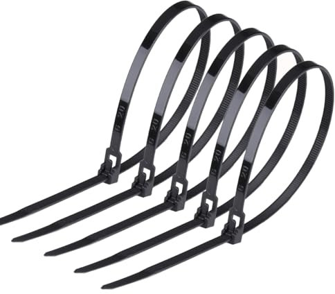 Rluobo 100 Stück Kabelbinder Wiederverschließbar, Kabelbinder 300 mm x 4,8 mm, UV Beständig, Kabelbinder Schwarz Set für Kabelmanagement, Gartenarbeit, im Büro, Wohnen und Werkstätten