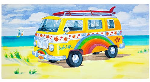 Beachland Strandtuch, Motiv: Surf Van, 76,2 x 152,4 cm, 100 % Baumwolle, Motiv: Peace and Love Surfin USA