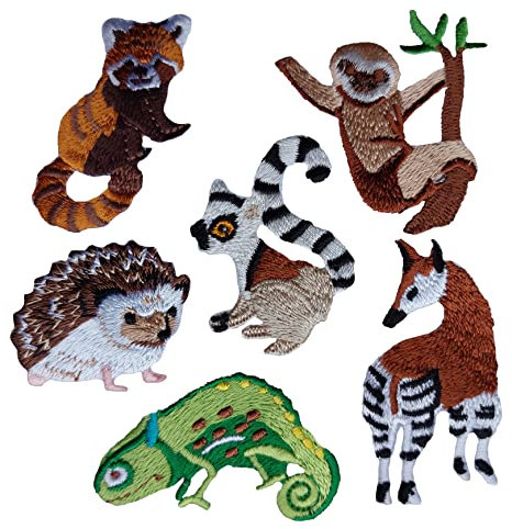 Laufal Bügelflicken Zoo Tiere, 6 Sticker/Patches zum Aufbügeln