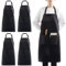 atopo 4 Stück Verstellbare Latzschürze, Schwarze Unisex Schürze mit 2 Taschen, Professionelle Kochschürze zum Kochen, Grillen, Geschirrspülen, Restaurantarbeit, Kellner, Künstler