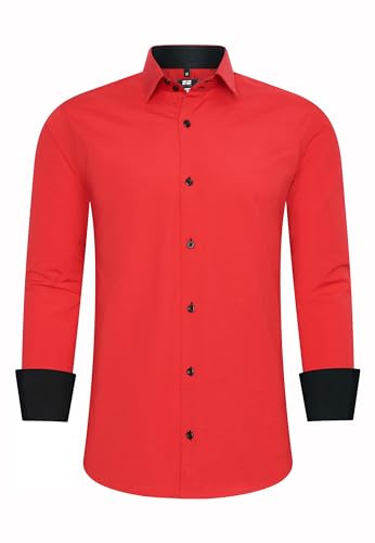 R-Neal Business-Hemd Herren Kontrast Hemd Hochzeit-Hemd Slim Fit Hemden Stretchhemd S - 4XL G44