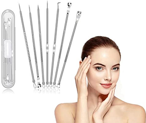 7 Pcs Pinzetta Blackhead Estrattore, Strumento Di Rimozione, Dell'Estrattore Di Acne,Ago per la rimozione dell'acne,Pinza Punti Neri Estrattore,Comedone Rimozione Strumenti