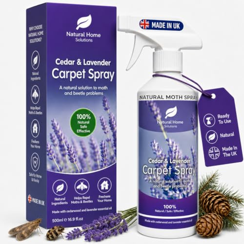 Natural Carpet Moth Killer Cedar & Lavender Treatment For Larvae Cockroaches Silverfish Spiders Ants Bed Bugs Lice Ticks Fleas Made in the UK