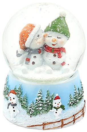 Dekohelden24 Schneekugel Schneekinder mit Mütze auf aufwendig verziertem Sockel, Maße L/B/H: 6,5 x 6,5 x 9 cm Kugel Ø 6,5 cm.