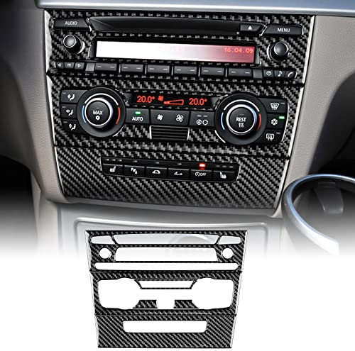 KUNGKIC Kohlefaser Auto AC CD Zentrale Bedienfeldabdeckung Aufkleber Innenbereich Dekorative Compatible with BMW 1er Reihe E81 E82 E87 E88 2008-2013 Zubehör (Typ A-Schwarz)