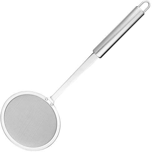 ZDdo Skimmer Spoon, Stainless Steel Fine Mesh Food Strainer Japanese Hot Pot Skimmer for Foam Grease Oil Filter