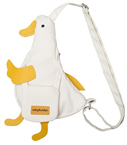 Tellrain Kawaii Duck Geldbörse Unisex Lustige Tier Umhängetasche Niedlich Cartoon Brust Geldbörse Neuheit Tasche Einzigartige Leinwand Messenger Bag, Weiss/opulenter Garten, Medium, Umhängetasche