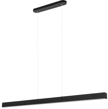 alfalux Lampe LED Hängelampe aus Metall Wohnzimmer Hängeleuchte Pendelleuchte Esstischlampe Küchenlampe Hängeleuchten & Pendelleuchten Höhenverstellbar Warmweißes Licht 96 cm WI96LED-3K-SCHWARZ