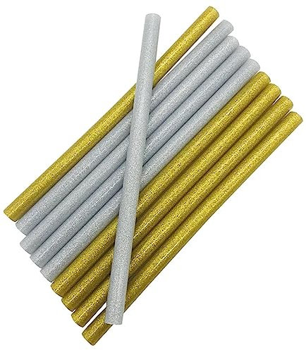DHAEY Colored Hot Melt Glue Sticks, 10pcs Gold or Sliver 11mm*200mm Hot Melt Glue Sticks For Glue Gun Craft Phone Case Album Repair Accessories Adhesive 11mm Sticks