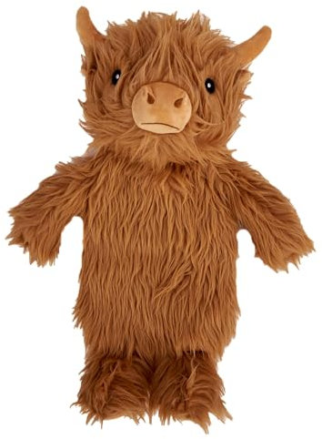 K Collection 3D Novelty Hot Water Bottle with Removable Cover - Highland Cow Design - Soft Plush Cover - Premium Natural Rubber