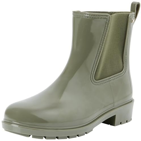 Tommy Hilfiger Donna Stivali in Gomma Flag Rainboot Antiscivolo, Verde (Utility Olive), 38