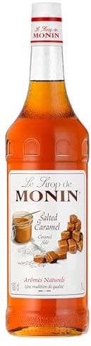 Monin Sirup Salziger Karamell (1 x 1,0l) - Für Kaffeespezialitäten und Desserts - Glutenfrei - Natürliche Aromen - Sorgfältig Karamellisiert - Ohne Künstliche Zusätze