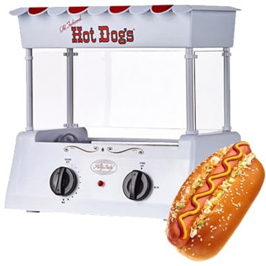 Máquina De Rodillo For Perritos Calientes, 8 Perritos Calientes Y 5 Rodillos Antiadherentes, Máquina De Cocción A La Parrilla For Salchichas Con Cubierta Antipolvo, Bandeja De Goteo