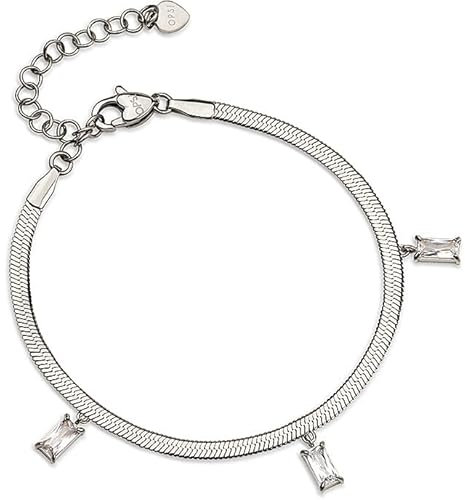 OPSBR-843 Schmuck von Ops aus der Fable Crystal Kollektion. Das Armband ist silber mit weißen Baguette-Steinen. Referenz: OPSBR-843, Sterling-Silber