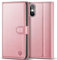 Kuafcase Compatible for iPhone X/XS Case with 4 Card Slots Magnetic Closure Kickstand Shockproof Protective Phone Case Compatible for iPhone X/XS - Rose Gold