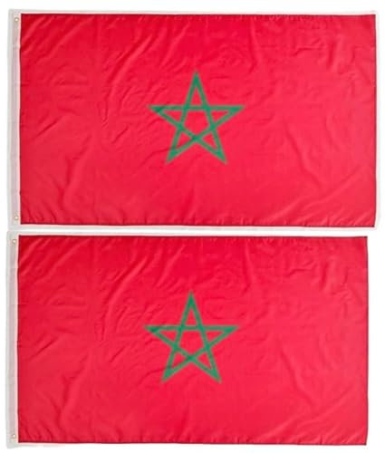 2 Marokko Flaggen Marokko Flagge Farben Marokko Flagge 150cm x 90cm Flagge Marokko große Flagge Marokko Balkon Balkon Marokko Flagge mit Wappen