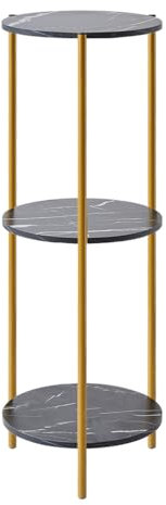 NICEME 90 cm Tall Plant Pot Stand Rack Corner Shelf, Cake Table Tall Side End Table for Living Room, Indoor (Black, Round 3 Tier)