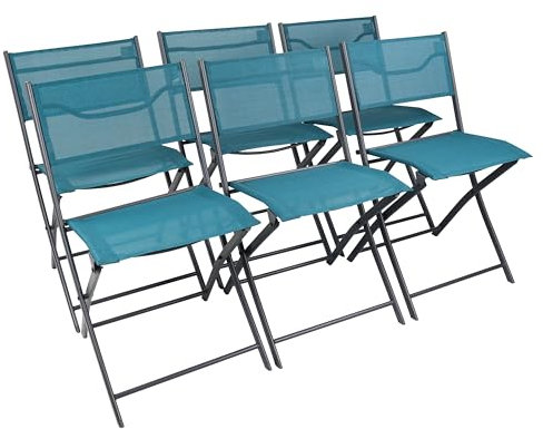 VCM 6er Set Gartenstuhl | Balkonstuhl klappbar | Maße ca. H. 79 x B. 45 x T. 46 cm | Campingstuhl | Gartenmöbel - Sumila Türkis