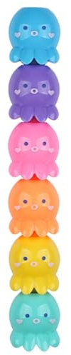 Kawaii Tintenfisch-Textmarker, 5 Stück, stapelbar, niedlich, Mini-Textmarker für Studenten, Schule, Büro